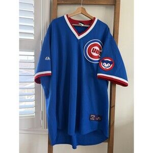 Vintage MLB Chicago Cubs Majestic Cooperstown Collection Jersey Size 3X Patches